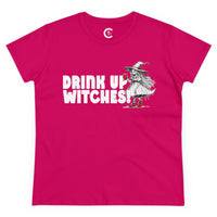 'Drink Up Witches' Women's Fitted T-Shirt - Party Witch with Red Solo Cup for Girl Power Vibes