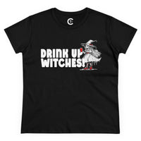 'Drink Up Witches' Women's Fitted T-Shirt - Party Witch with Red Solo Cup for Girl Power Vibes