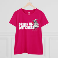 'Drink Up Witches' Women's Fitted T-Shirt - Party Witch with Red Solo Cup for Girl Power Vibes