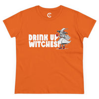 'Drink Up Witches' Women's Fitted T-Shirt - Party Witch with Red Solo Cup for Girl Power Vibes