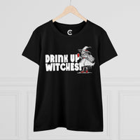 'Drink Up Witches' Women's Fitted T-Shirt - Party Witch with Red Solo Cup for Girl Power Vibes