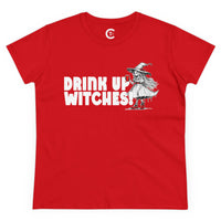 'Drink Up Witches' Women's Fitted T-Shirt - Party Witch with Red Solo Cup for Girl Power Vibes
